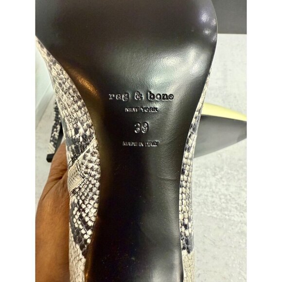 RAG & BONE Ankle Boot Black &‎ White Snakeskin Stiletto Size 39 EU/ 9 US New - Picture 10 of 10